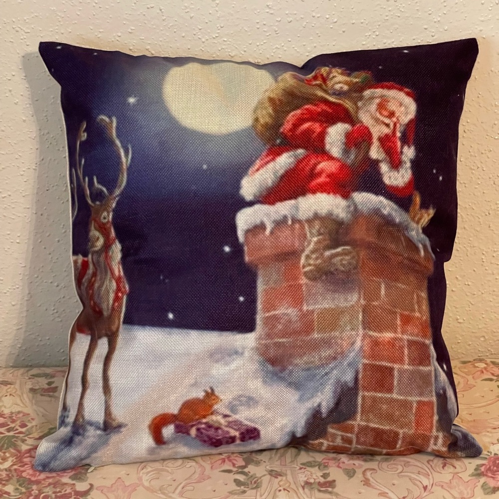 New Christmas Santa Chimney Decorative Throw Pillow